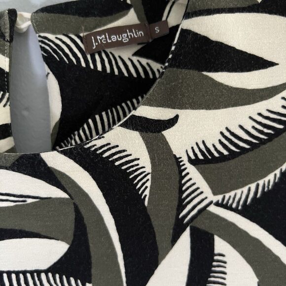 J. McLaughlin Catalyst Ponte Knit Dress 3/4 Sleeve Pop Feather Print Size Small‎ - Picture 4 of 6